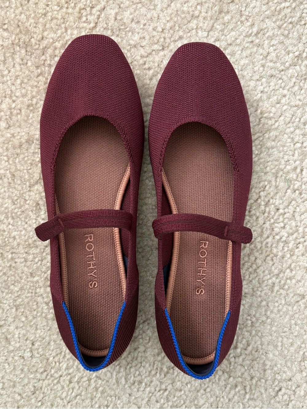 Rothy’s The Square Mary Jane Size 10 Syrah Burgundy Wine Flats - Picture 2 of 4